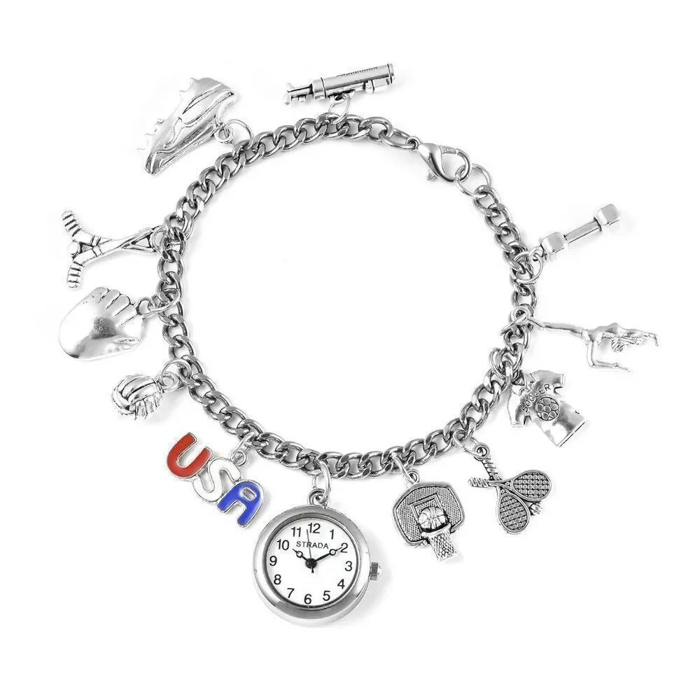 STRADA Sports Charm Bracelet Watch (7.5-8.25 In)